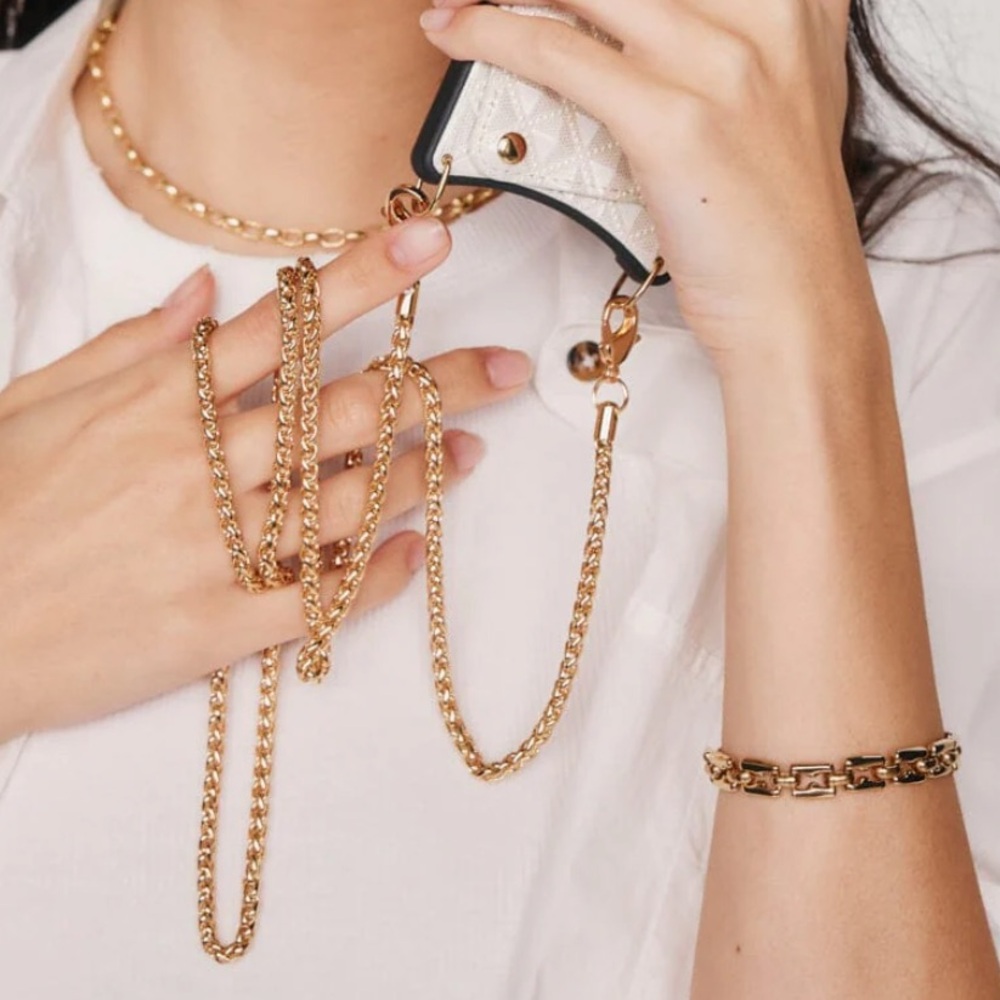 Bandolier Shiela Gold Chain Phone Crossbody Strap- 48”
